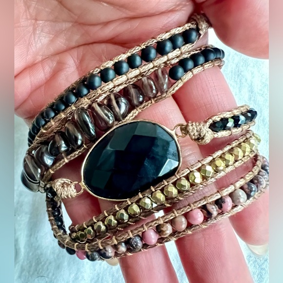 Love + Protection ONYX + Rhodonite Wrap Bracelet - Picture 9 of 11